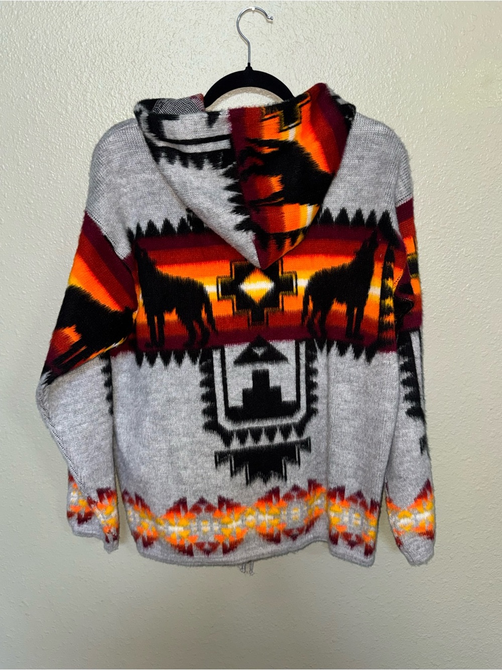 Handmade Ecuadorian Wool Zip-Up Hoodie Sweater Jacket Brand New | Size M - Picture 3 of 7